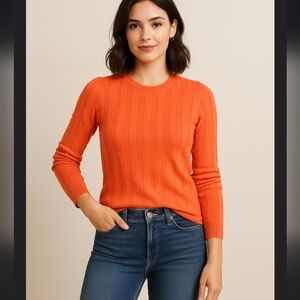 Zara Orange Ribbed Women's Sweater